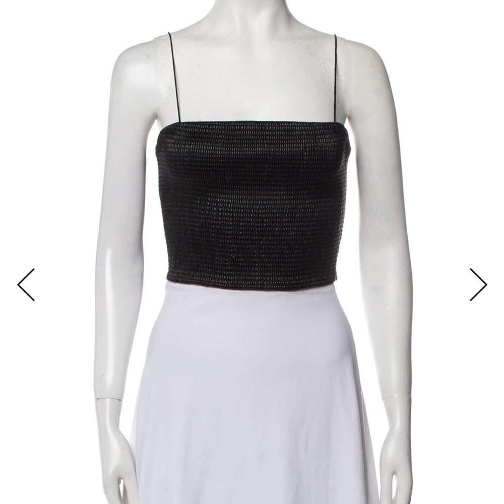 Alice + Olivia Black Textured Crop Top